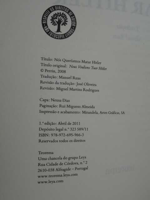 Nós Queríamos Matar Hitler de Philipp Freiherr Von Boeselager - 1ª Edi