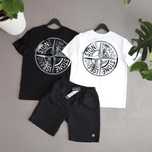 Stone Island | Чорна або біла футболка + шорти | Літній набір