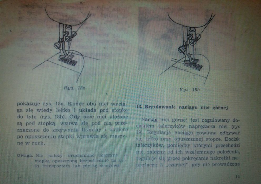 Instrukcja obsługi maszyny do szycia Łucznik kl. 86