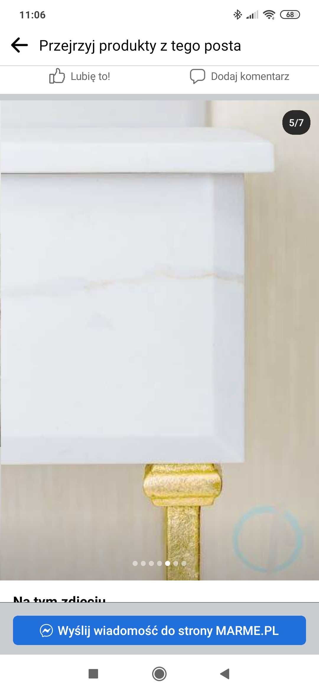 Konsola łazienkowa z umywalką, kamień Calacatta