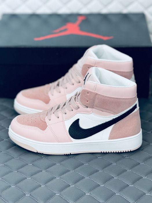 Nike Air Retro Jordan 1 pink кроссовки хайтопы женские розовые Джордан
