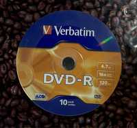 Диски новые Verbatim DVD-R,  120 мин, 10 штук в пачке