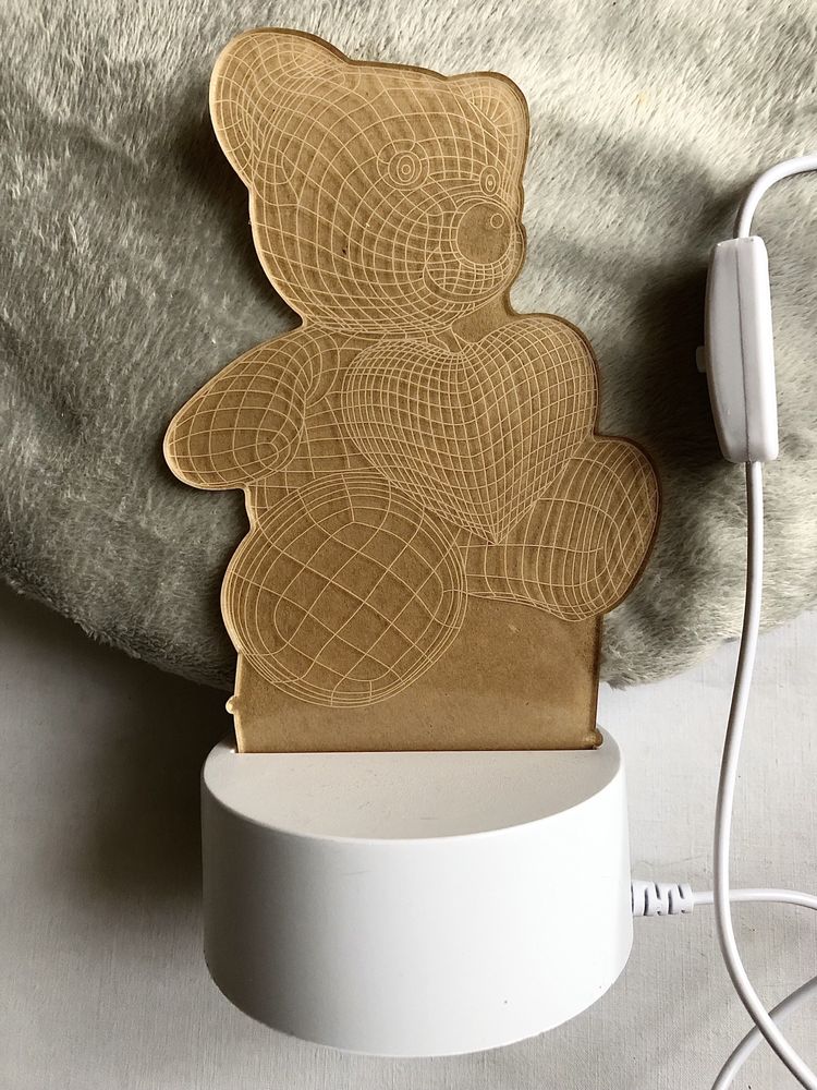 Lampka Nocna Neonowa 3D LED/Usb, Miś z Sercem