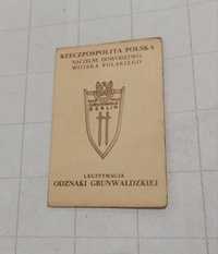 Legitymacja odznaki grunwaldzkiej 1946r.
