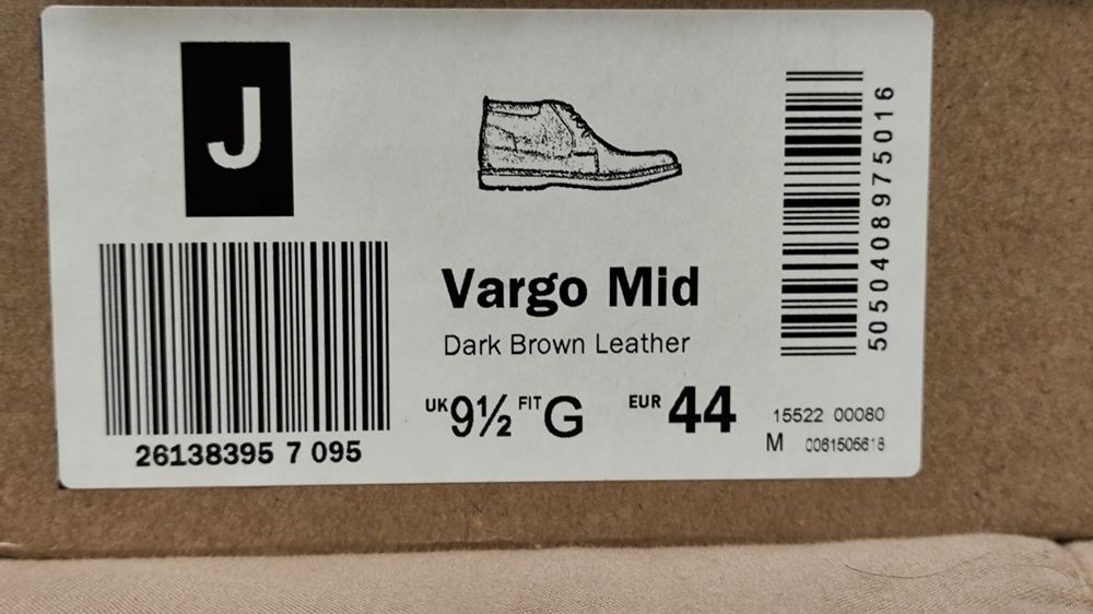 Clarks Vargo Mid Dark Brown Leather męskie trzewiki rozm 44