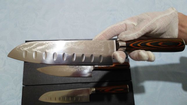 Нож сантоку дамаск 67 слоев япония. 61+-1 hrc (17.5 см. лезвие)