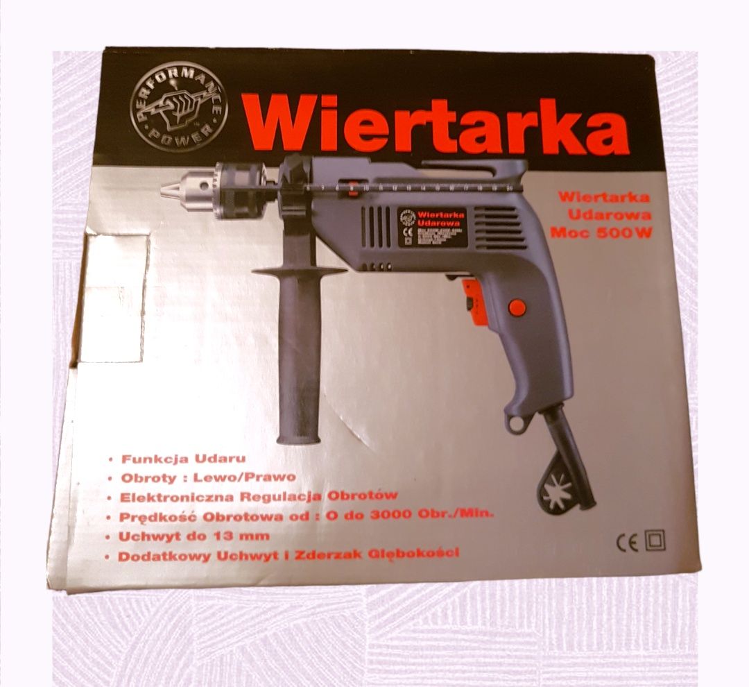 Wiertarka udar 13mm 500w 3000 obr/min udarowa  wkretarka prawo lewo