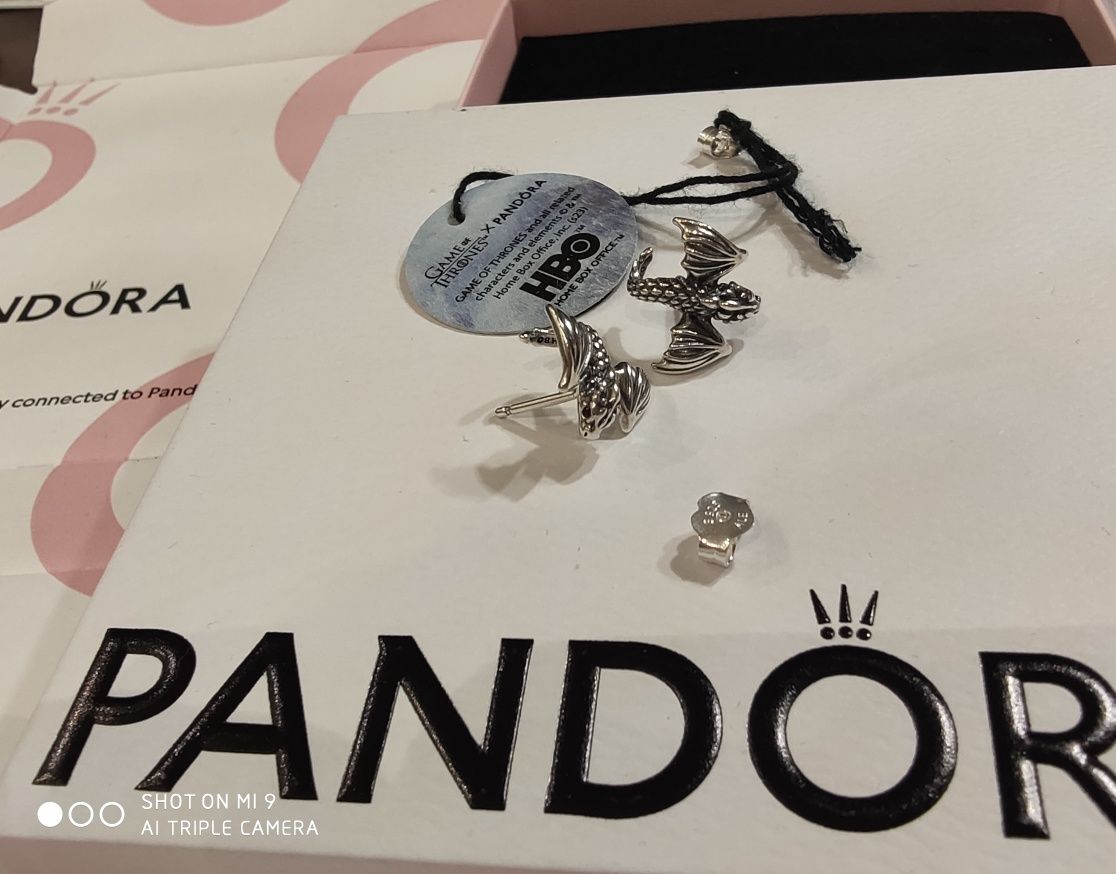 Pandora kolczyki  gra o tron  292970C01 smoki z czerwonymi kamieniami
