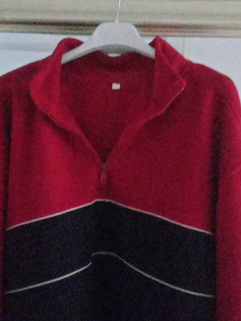 Bluza polar czarny i bordo jak wino golf suwak.