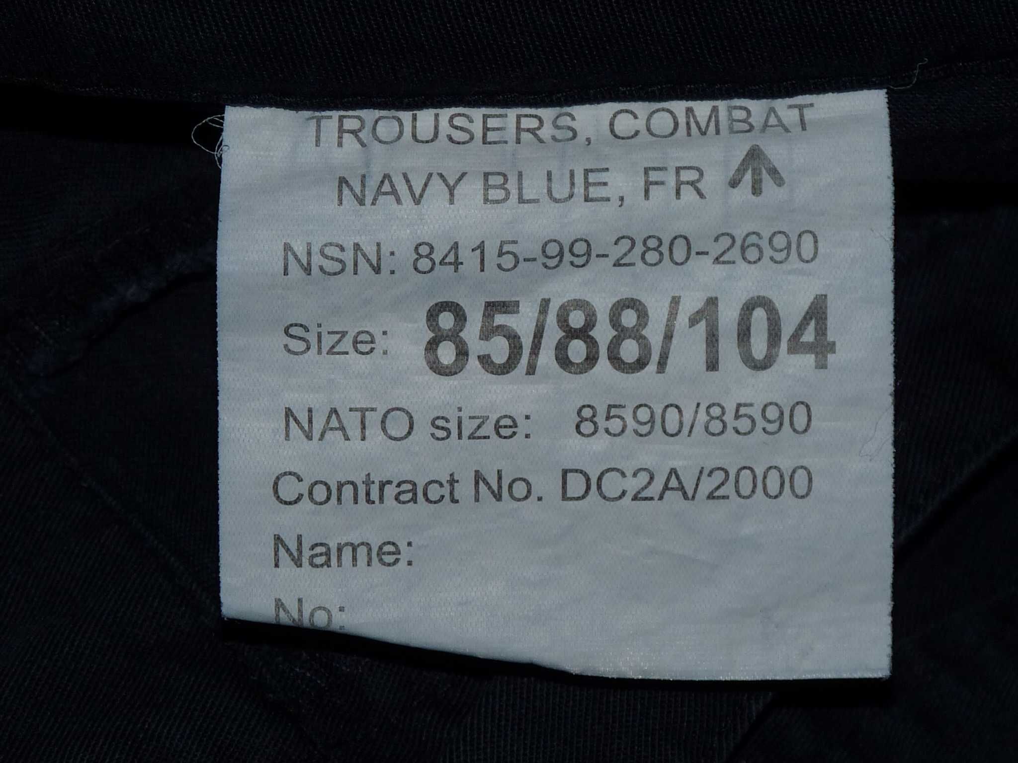 spodnie wojskowe OPFOR marynarka wojenna PCS policja 85/88/104 pas88 E