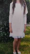 Vestido de menina - cerimônia cinza com tule, novo