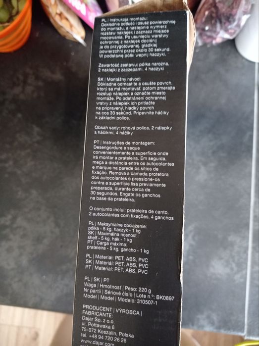 Półka narożna plastikowa Smukee nowa do łazienki