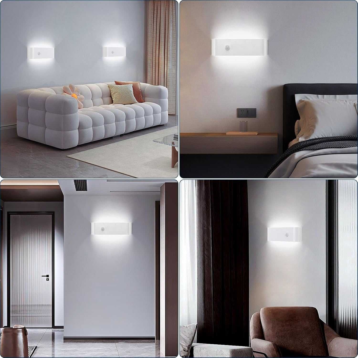 Lightess Lampa ścienna LED do wnętrz z czujnikiem ruchu