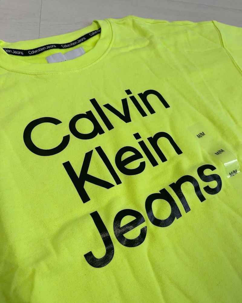 Calvin Klein реглан білий та салатовий, розмір М, кофта Келвін Кляйн
