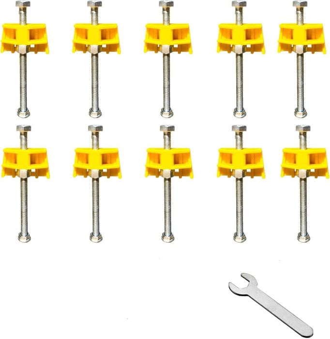 Zestaw 10 uchwytów do płytek 2–9,5 cm stal nierdzewna, regulacja