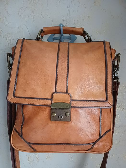 Большая мужская сумка Fossil натуральная кожа