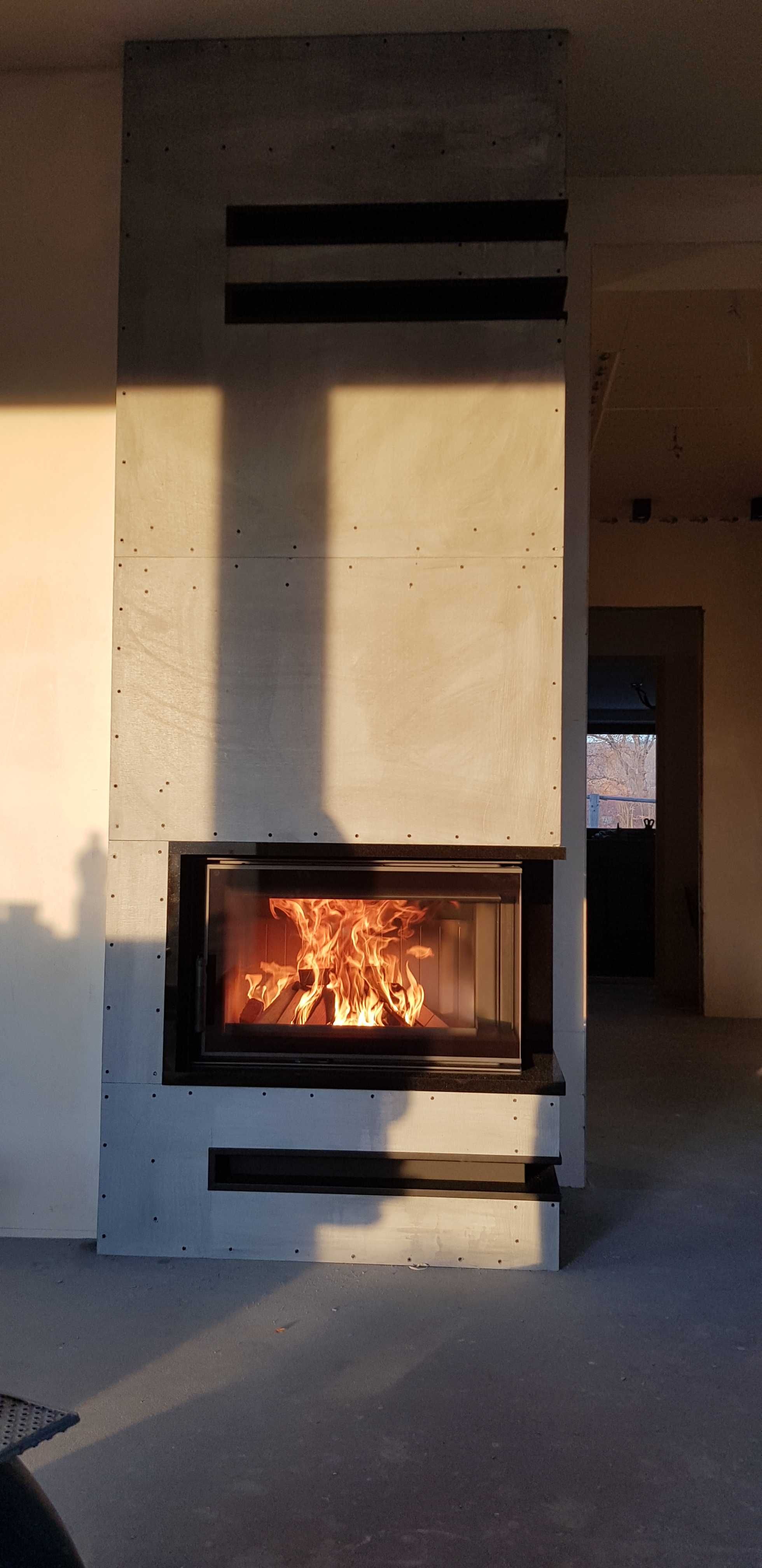 Kominki Kamko – wkład narożny Kratki Simple stalowy 6kW + zabudowa.