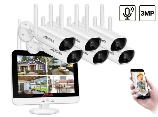 Комплект видеонаблюдения на 6 камер Anran Wi-Fi 3MP + 13" LCD монитор