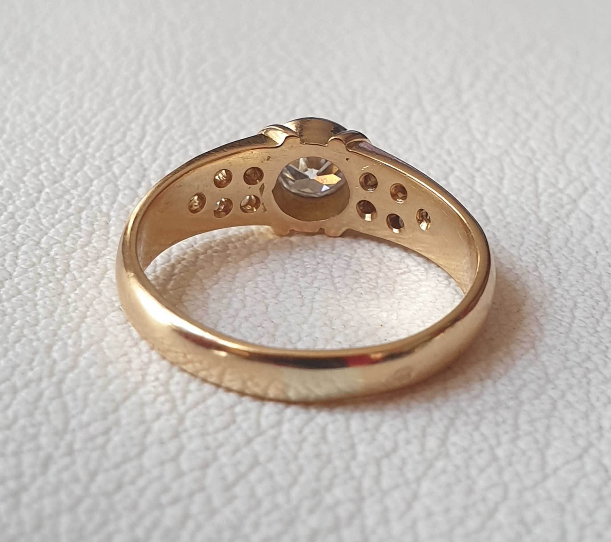 Złoty pierścionek 18K Stary Francja z Diamentami 0,80ct R.17 W.22300zł