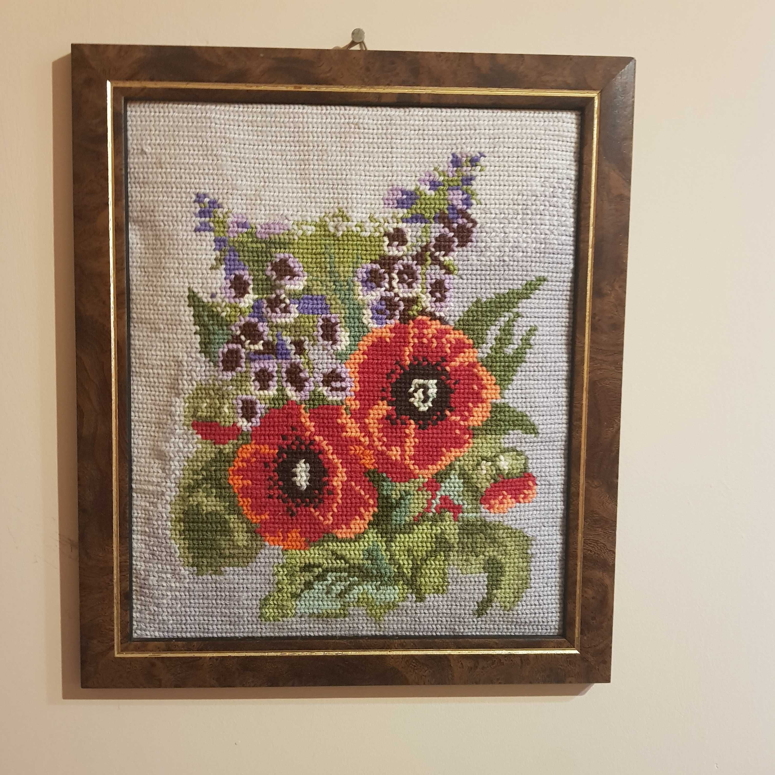 Obraz kwiaty maki  haft krzyżykowy