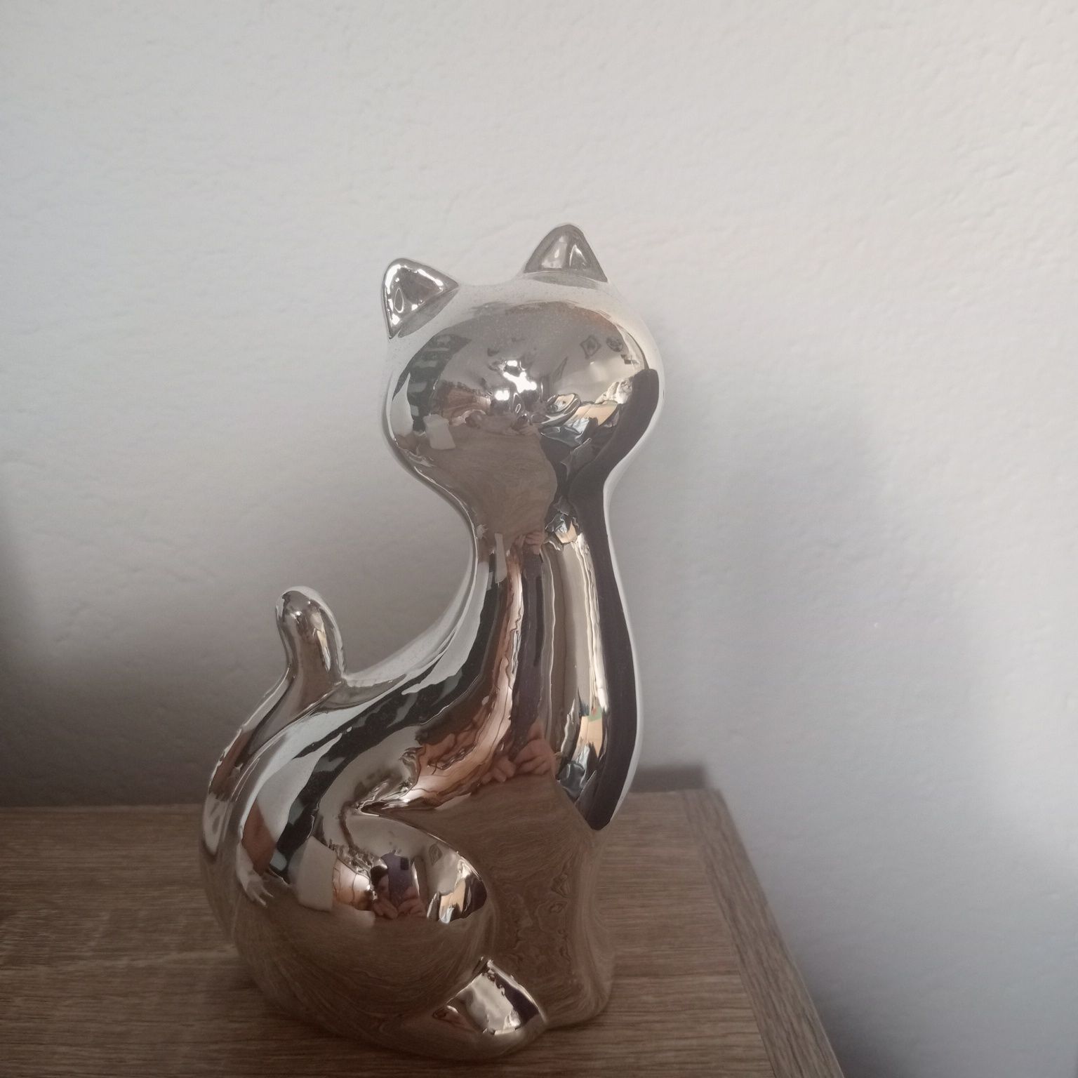 Kot kotek figurka srebrna