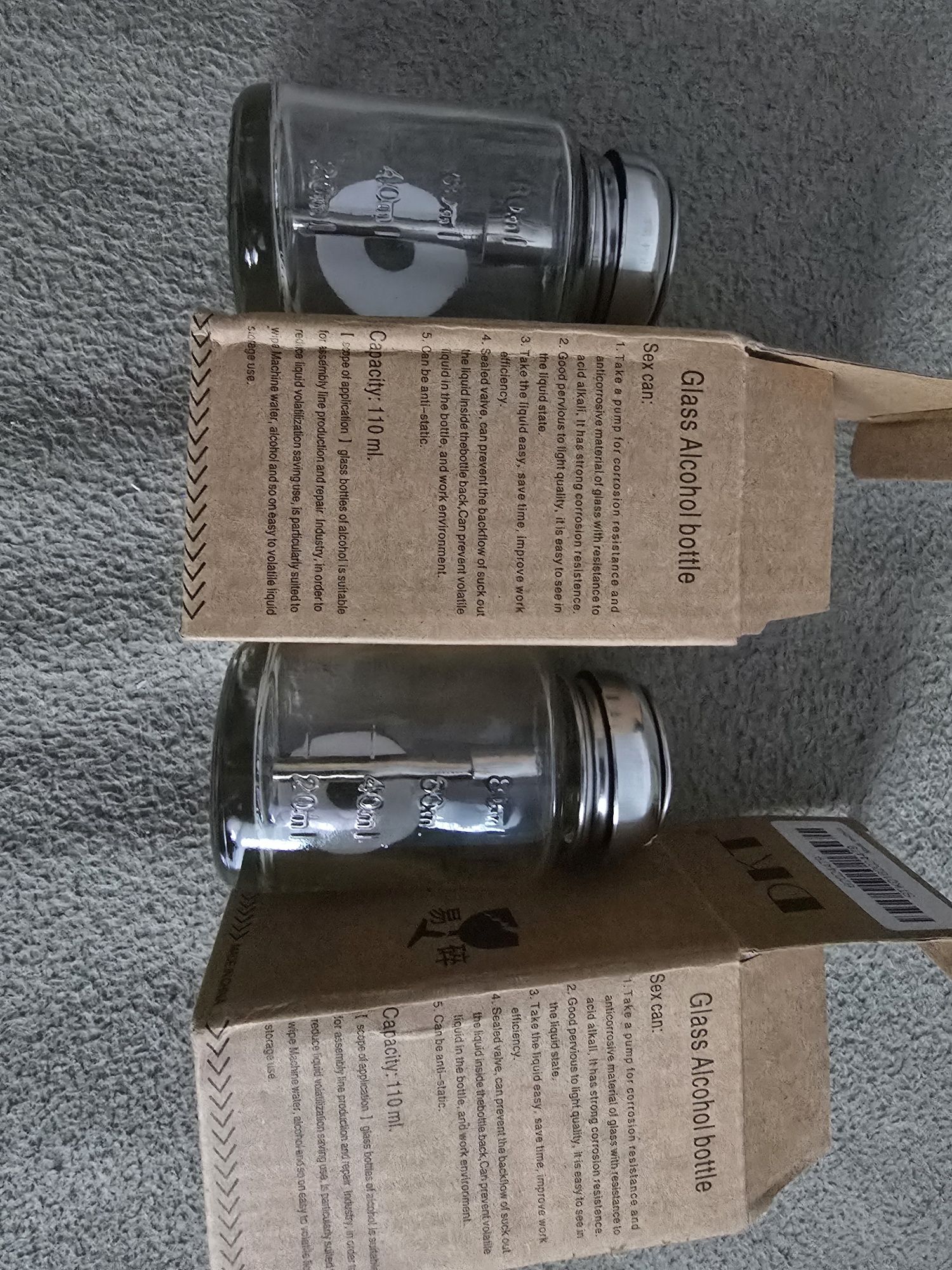 Szklany dozownik kosmetyczny na alkohol, zmywacz z pompką