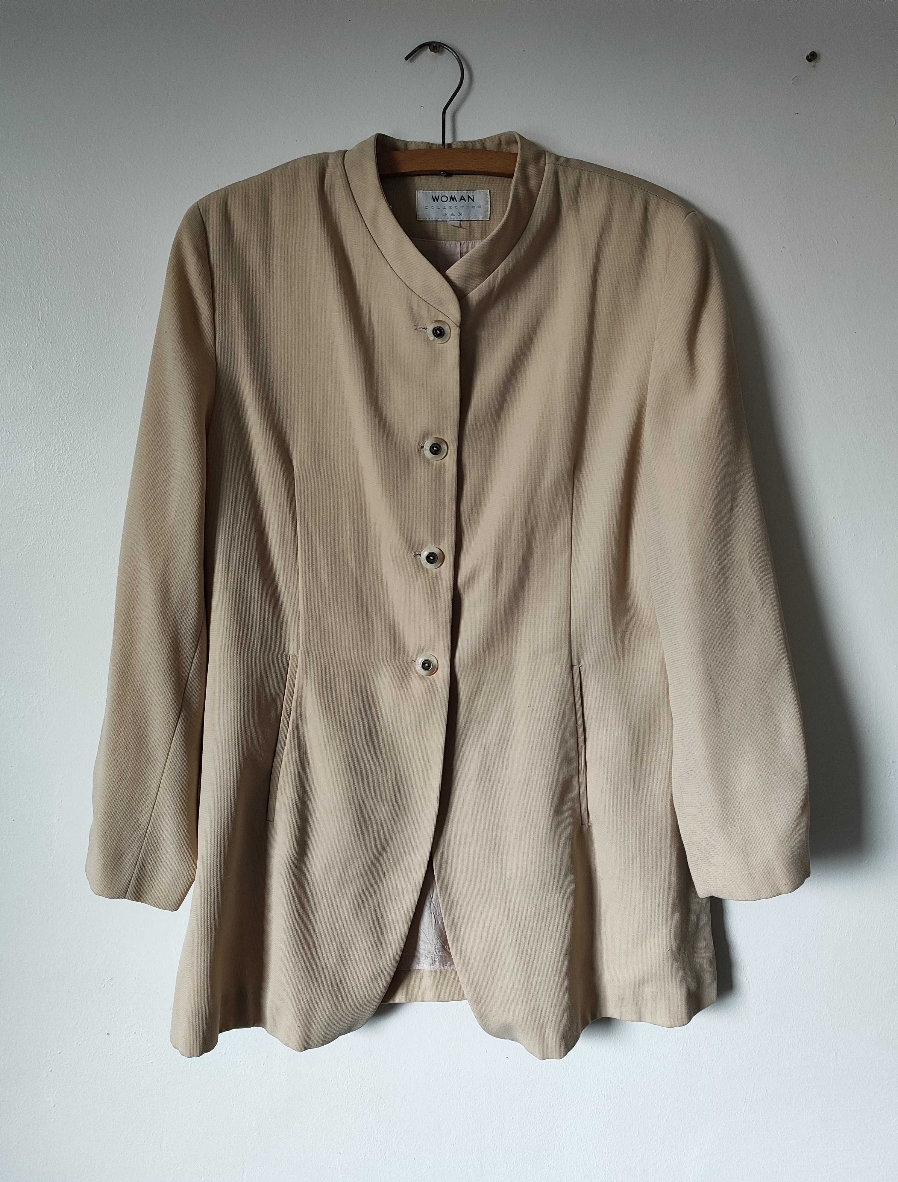 Żakiet beżowy marynarka damska basic vintage Woman Collection H&M 40/L