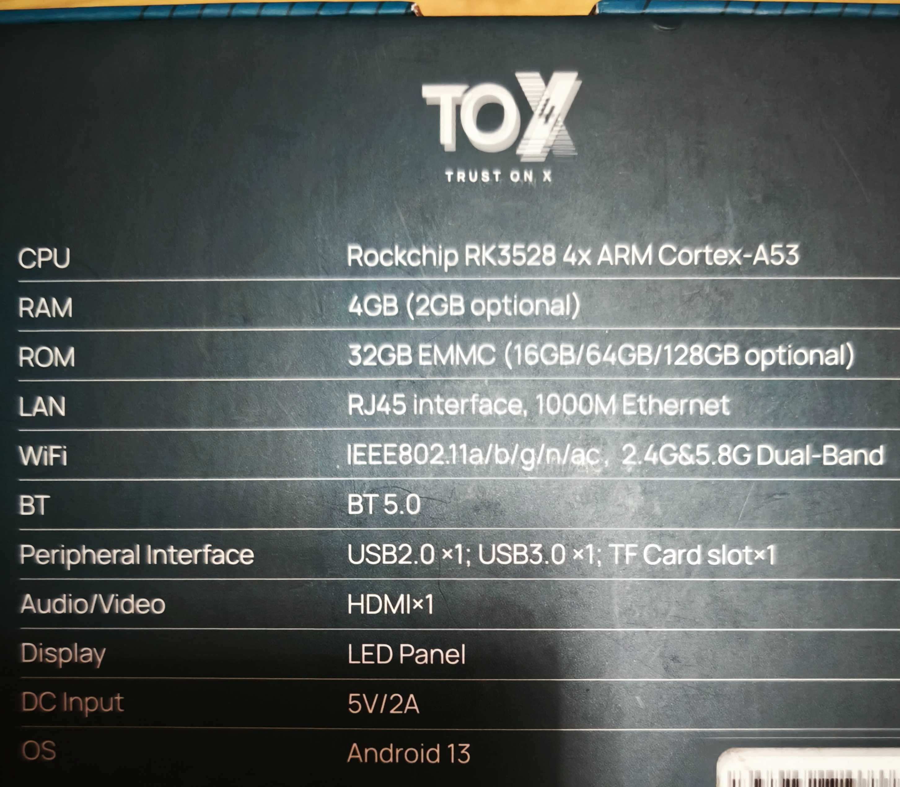 TOX4 Android 13 Smart TV Box 4 ГБ 32 ГБ