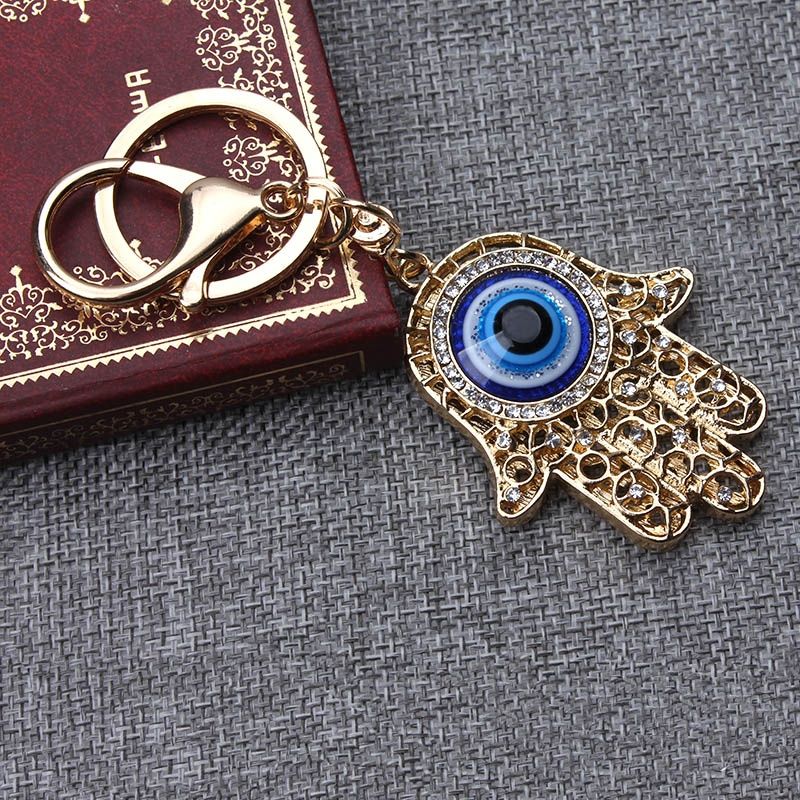 Модное кольцо для ключей с ладонью Фатимы с кристаллам
