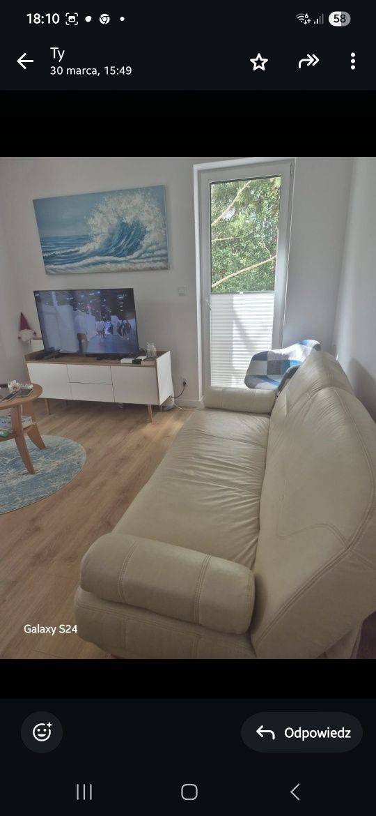 Sofa z fotelami skóra naturalna z funkcją spania