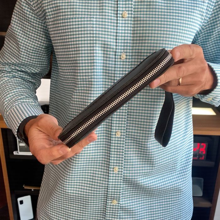 Кошелек кожаный на молнии|Клатч мужской|Zipper|Портмоне из кожи черный