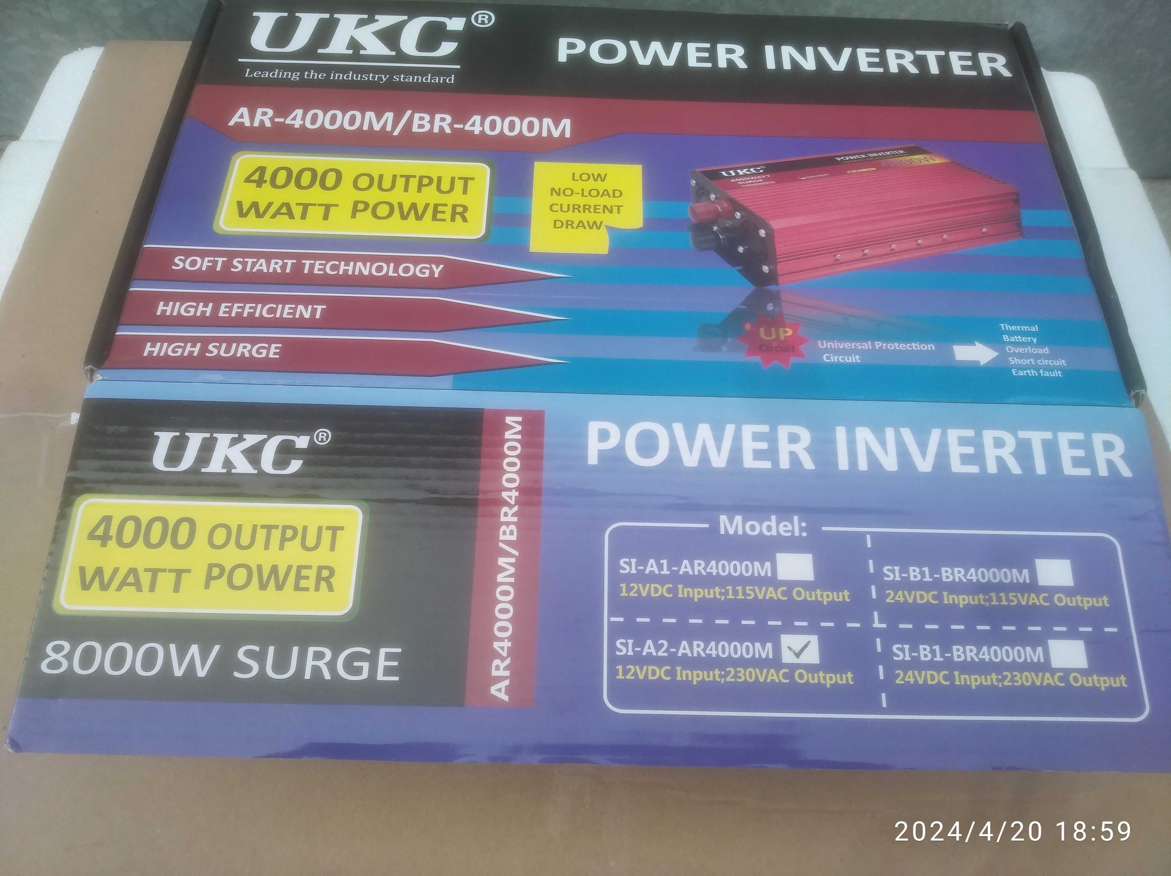 Перетворювачінвертор Ukc 12V-220V AR 4000W/8000W 2 Usb.