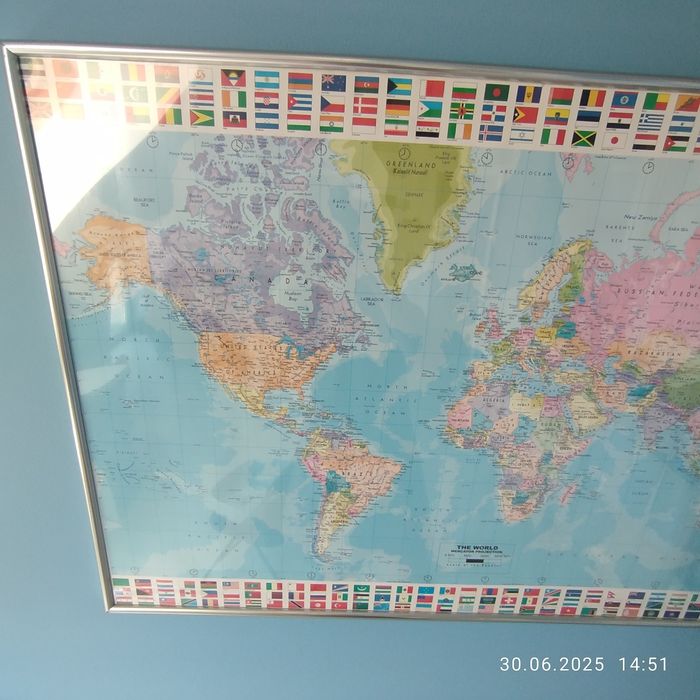 Mapa świata oprawiona super stan