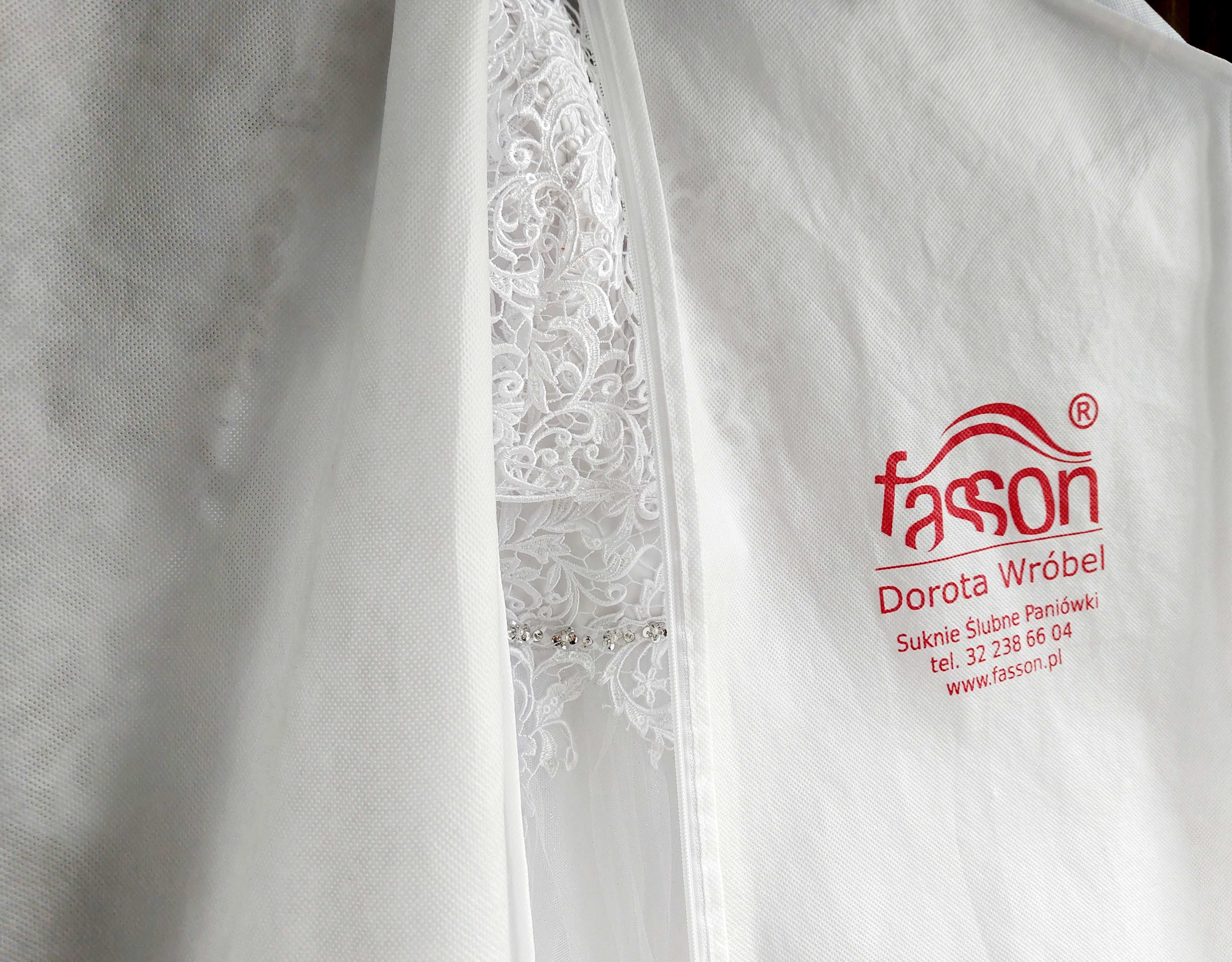 Przepiękna Suknia ślubna salonu Fasson + bolerko! - Stan idealny