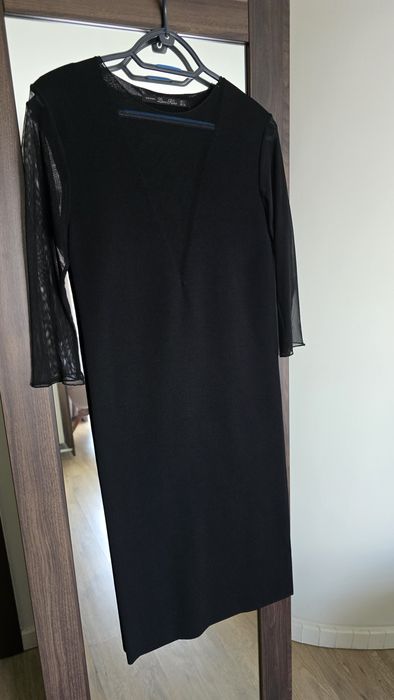 Zara sukienka czarna tiulowe rękawy L jak nowa