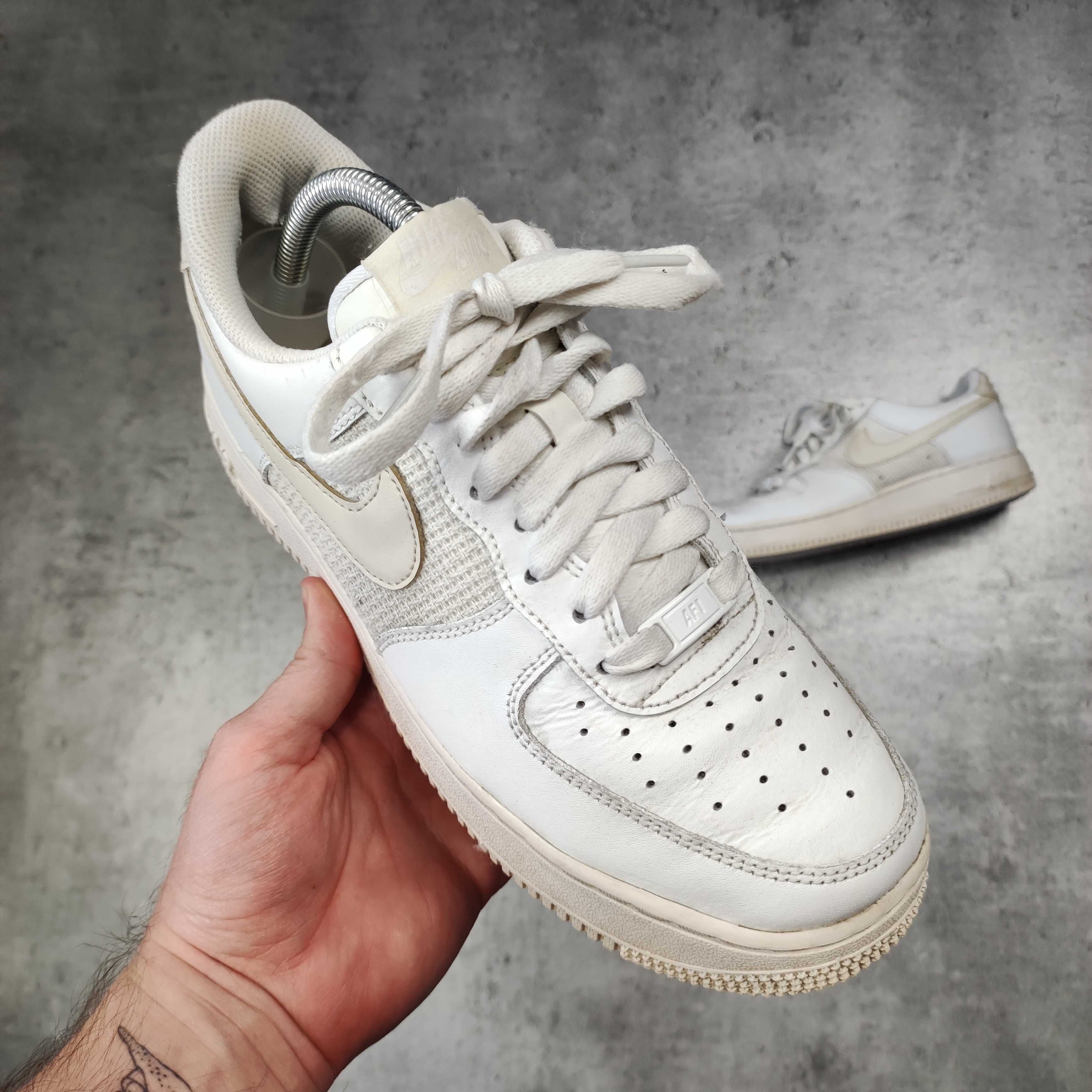 MĘSKIE Buty Sportowe Nike Air Force 1 Biało Kremowe Klasyczne Skóra