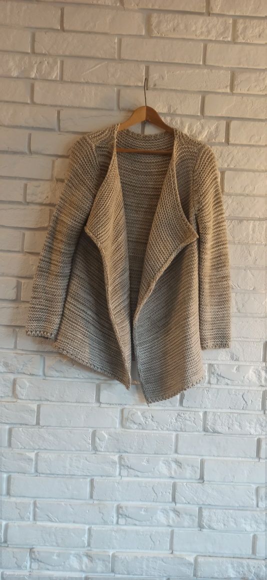 Andżela kardigan sweter długi beżowy one size