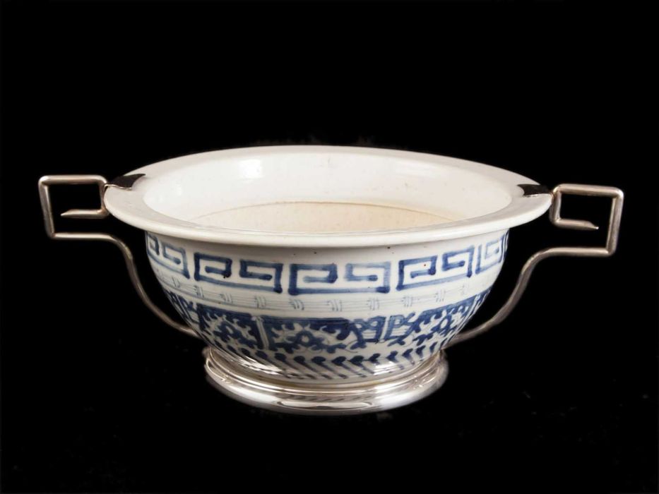 Taça Fruteira em Porcelana Chinesa e Prata Portuguesa