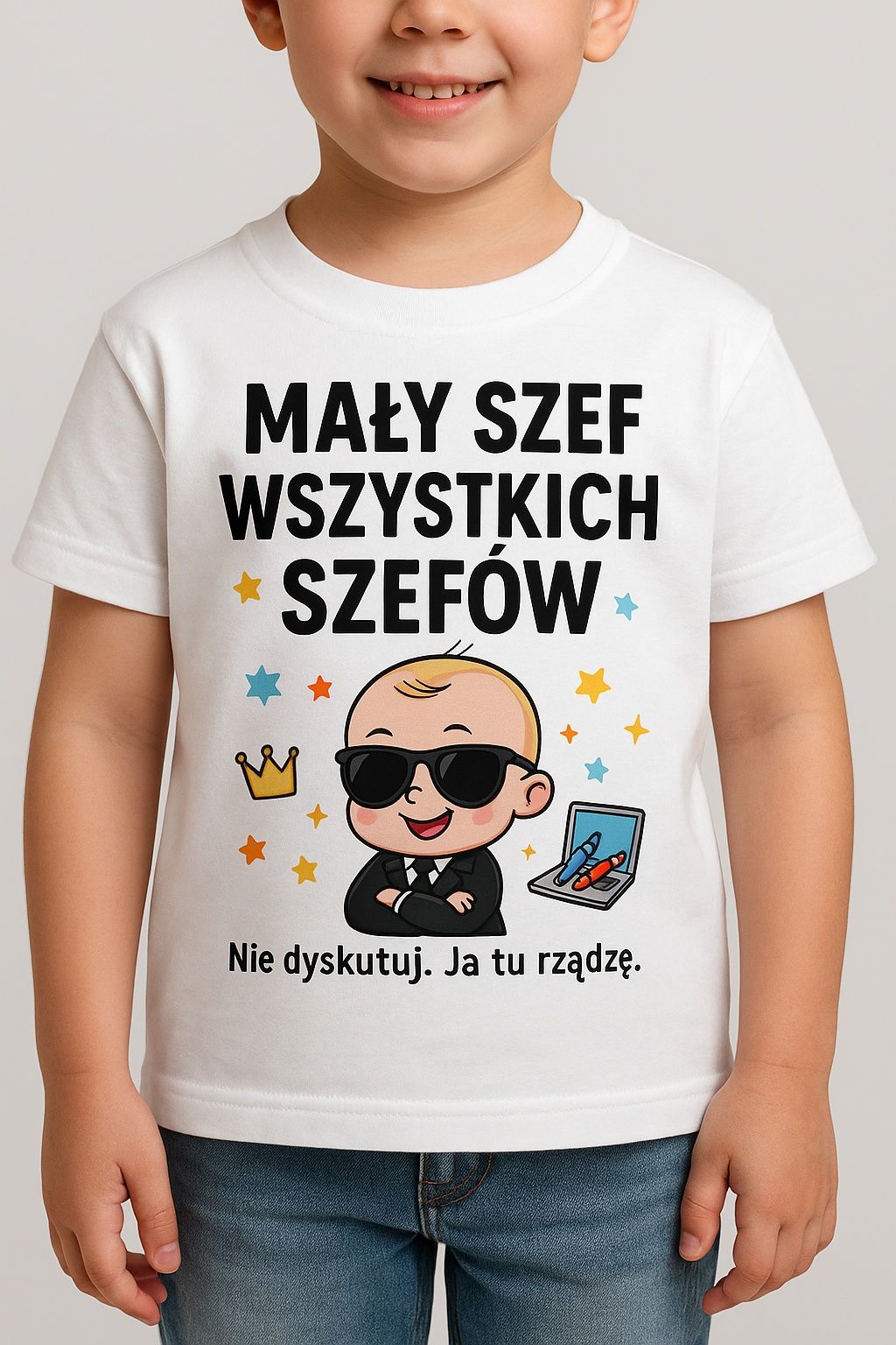 Koszulka dziecięca „Mały Szef Wszystkich Szefów” – zabawna koszulka