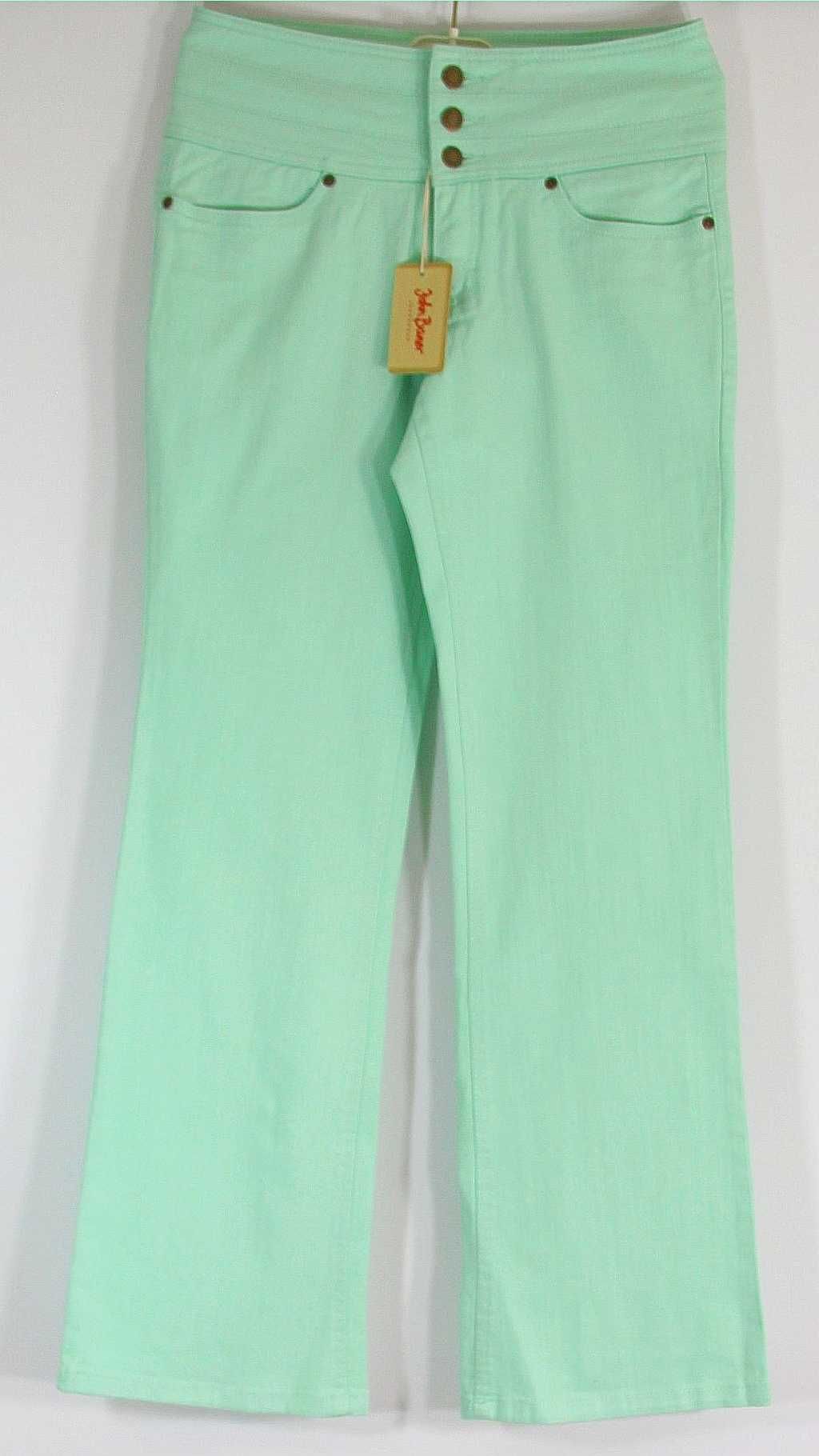 Spodnie jeans zielone seledyn dzwony R 40/42 na niskich