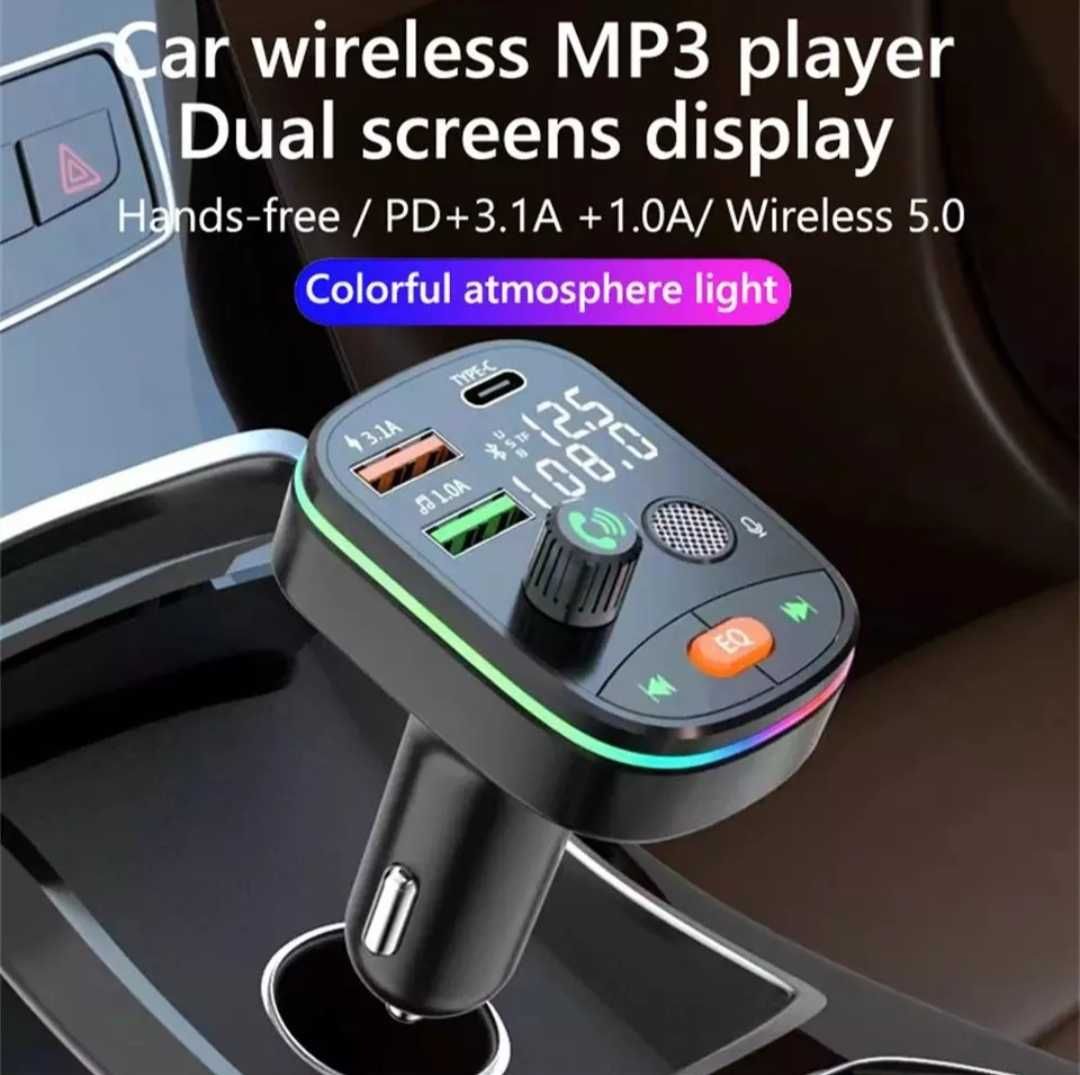 Авто передатчик FM модулятор Bluetooth 5.0 МР3 USB зарядний пристрій