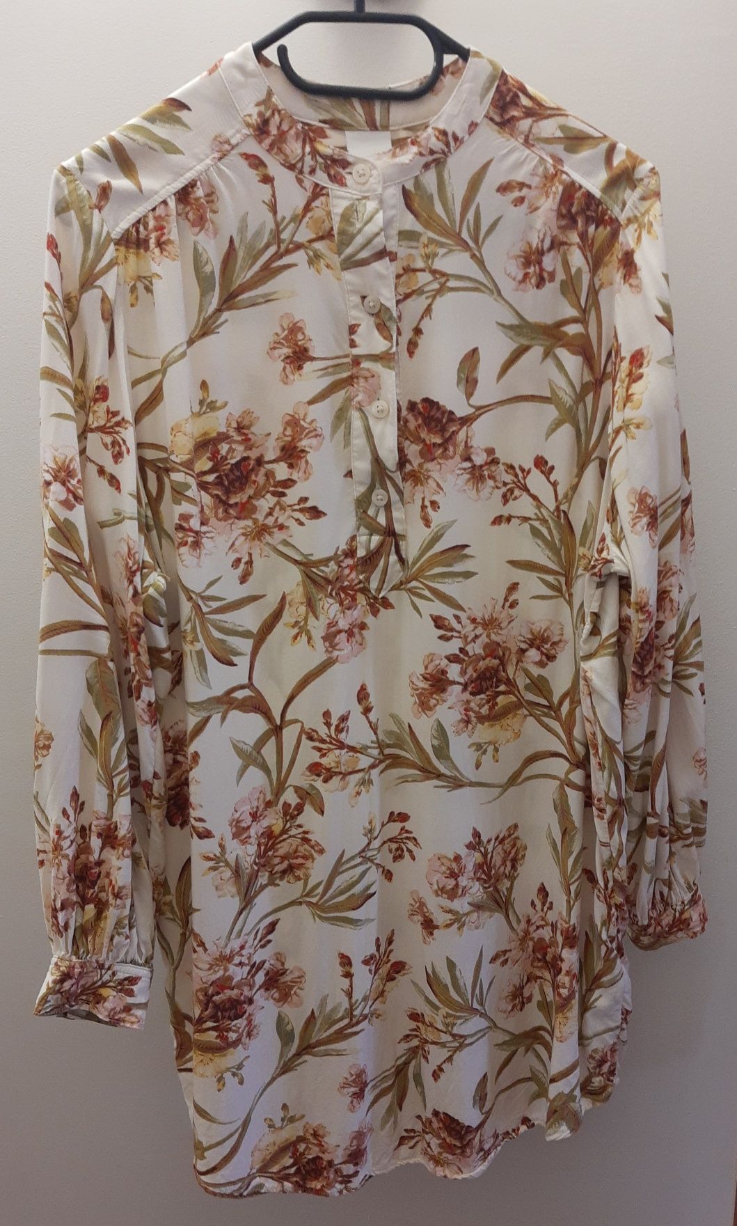 Sukienka/tunika z bufiastymi długimi rękawami w kwiaty H&M