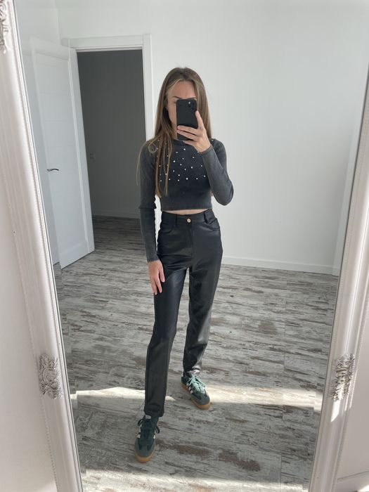 Штани під шкіру від zara модель мом 32,34,36