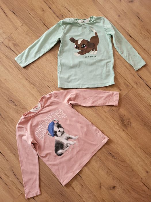 Zestaw dwóch bluzek dla dziewczynki. Bluzka/ longsleeve rozmiar 98-104