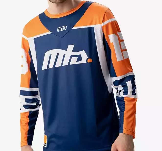 Koszulka sportowa męska longsleeve granatowo pomarańczowa MTS Kizo
