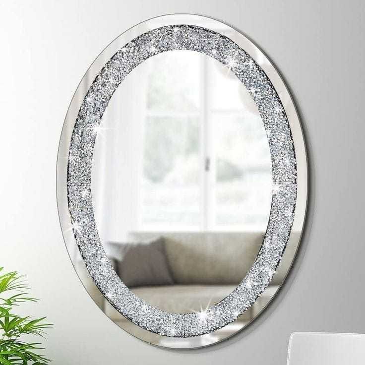 Lustro glamour owalne kryształowe