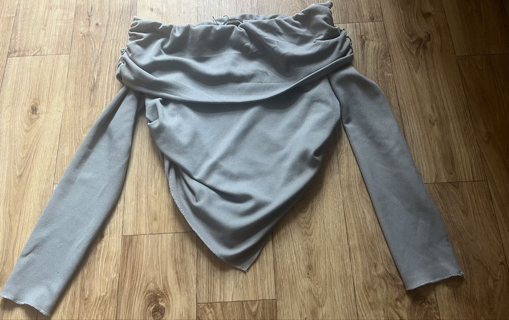 Новий лонг в рубчик сірий асиметрична кофта