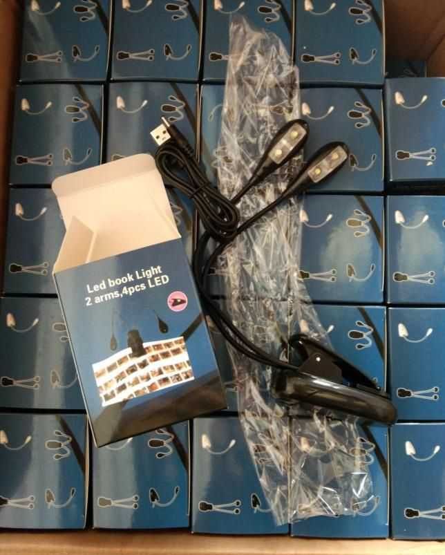 АКЦИЯ!! USB фонарик-прищепка для чтения книг(4 LED)