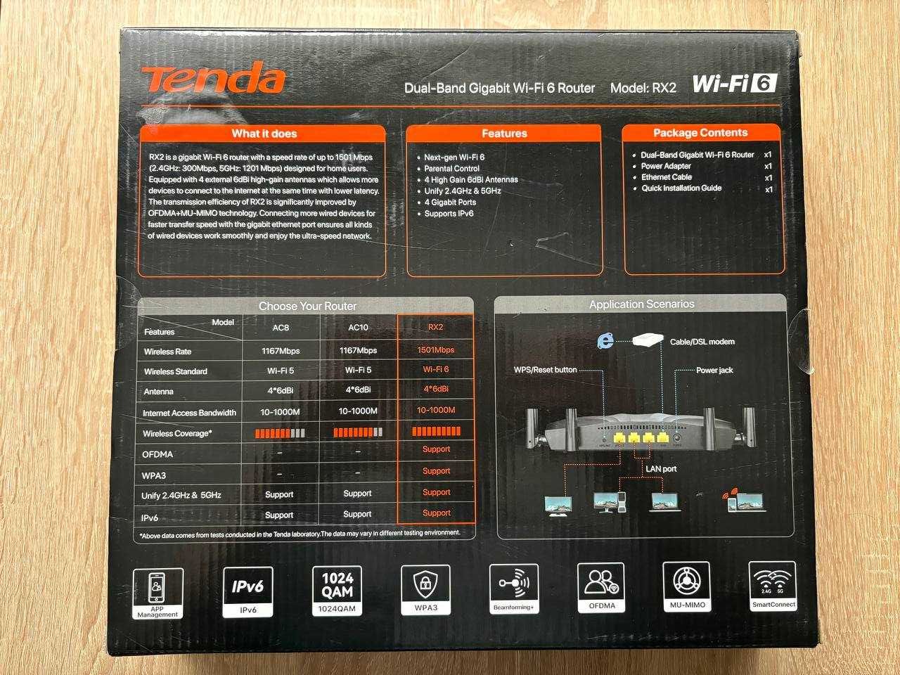 Маршрутизатори Tenda RX2 та TX3 (гігабіт порти, Wi-Fi 6 2.4, 5ГГц)