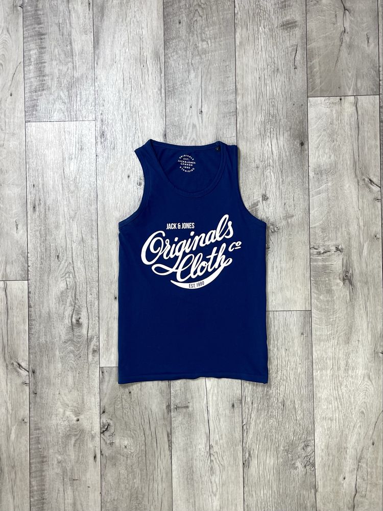 Jack & Jones originals майка M размер спортивная синяя с принтом